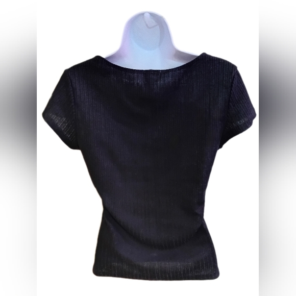 Women's Black Ribbed Top - Picture 2 of 5